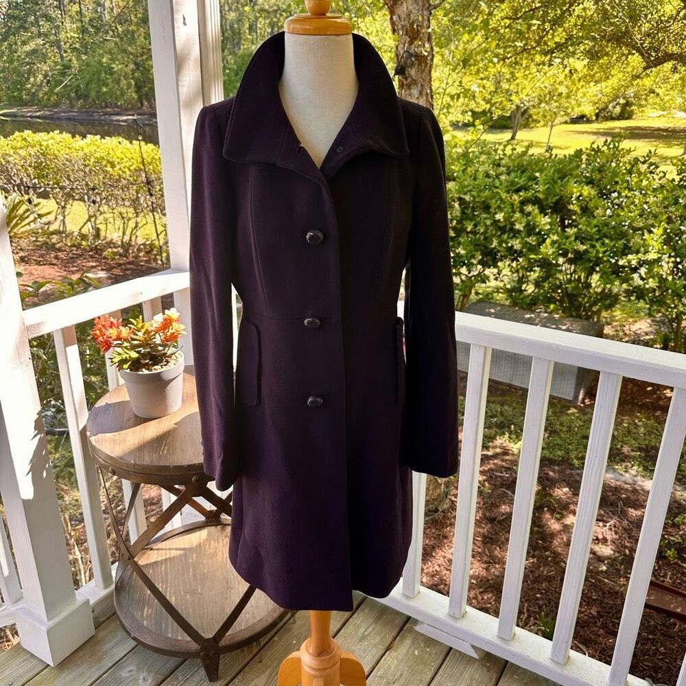 J Crew Purple Wool-Blend Lady Coat